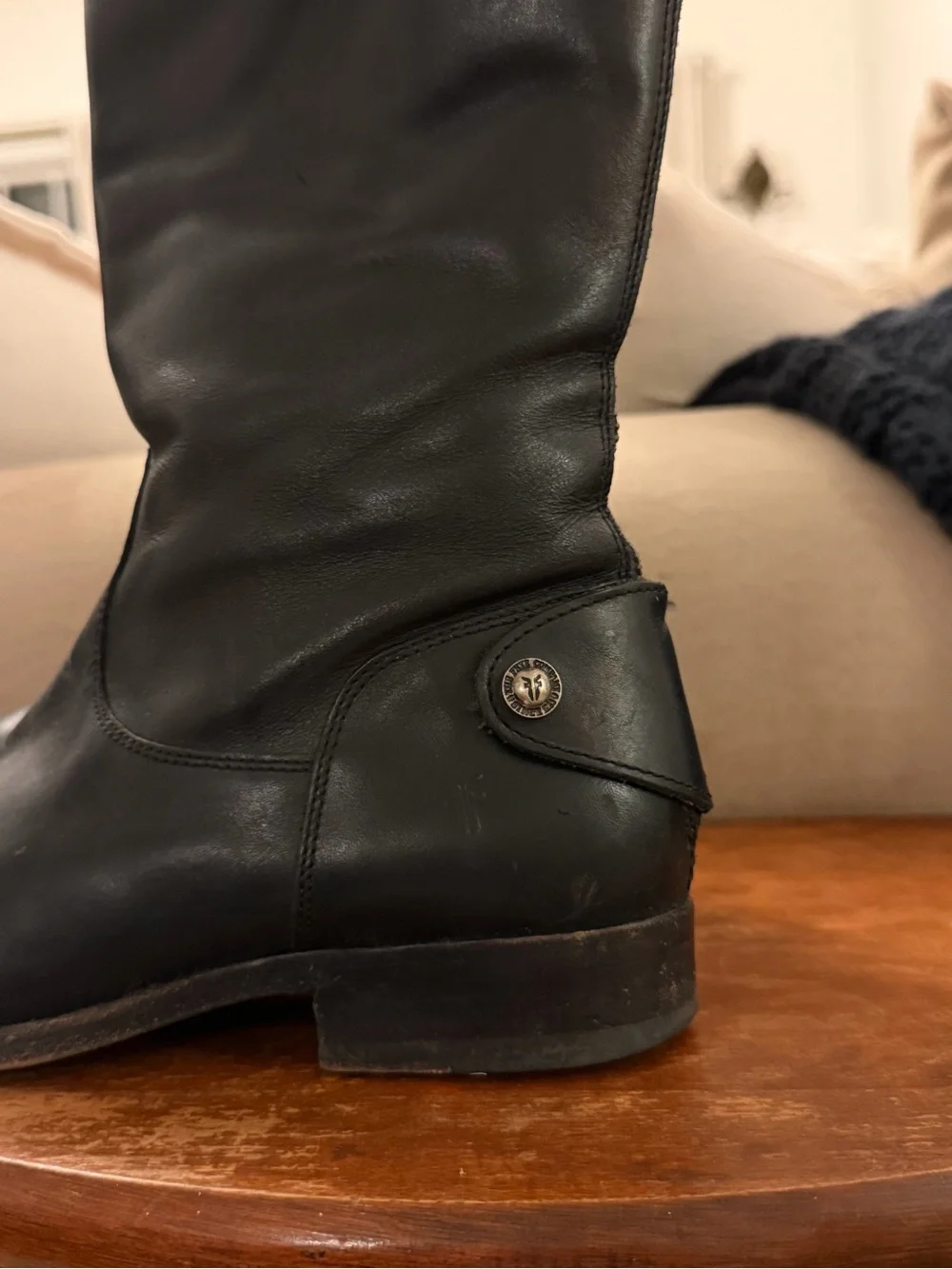 FRYE Melissa Button Black Tall Leather Riding Boots